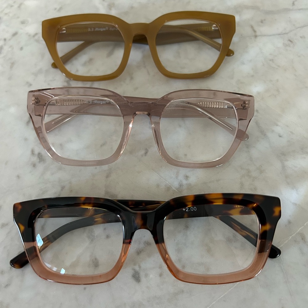 7 Pairs of readers! Includes 3 Anthropologie pairs and 2 Warby Parker pairs!